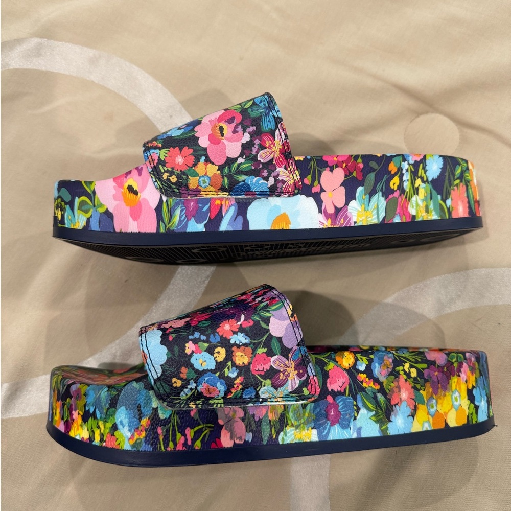 Johnny Was Multicolor Floral Slides - Picture 3 of 4
